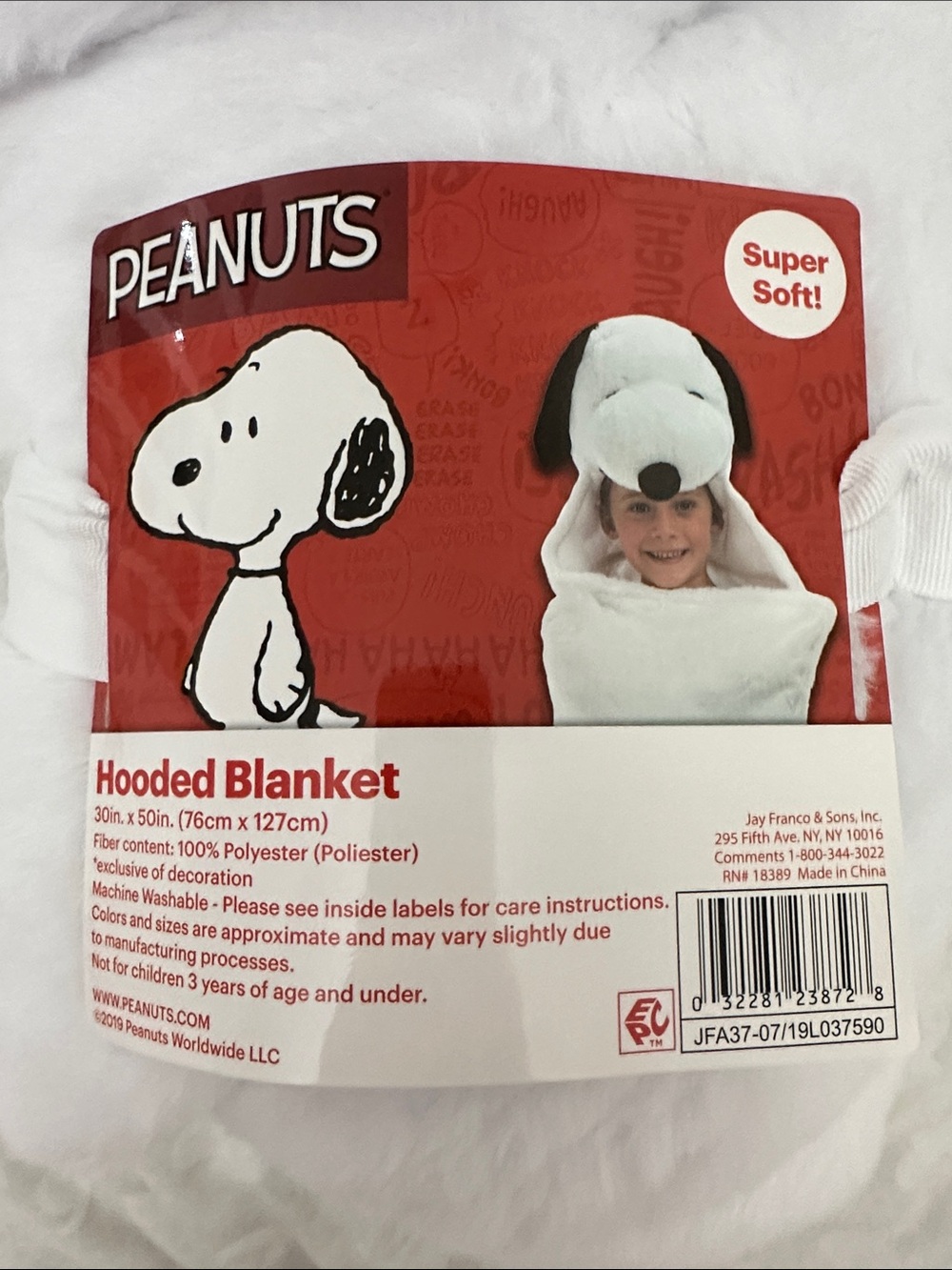 Peanuts Snoopy Plush Pet Hooded Blanket - White & Black - Picture 3 of 5